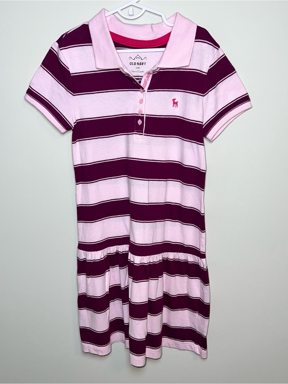 Old Navy Pink & Burgundy Striped Polo Dress